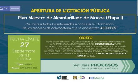 Apertura de Licitación Pública Plan Maestro de Alcantarillado de Mocoa (Etapa II)