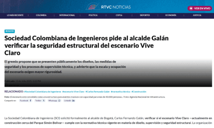 Sociedad Colombiana de Ingenieros pide al alcalde Galán verificar la seguridad estructural del escenario Vive Claro
