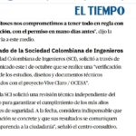 El llamado de la Sociedad Colombiana de Ingenieros