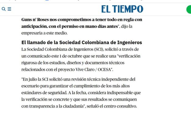 El llamado de la Sociedad Colombiana de Ingenieros