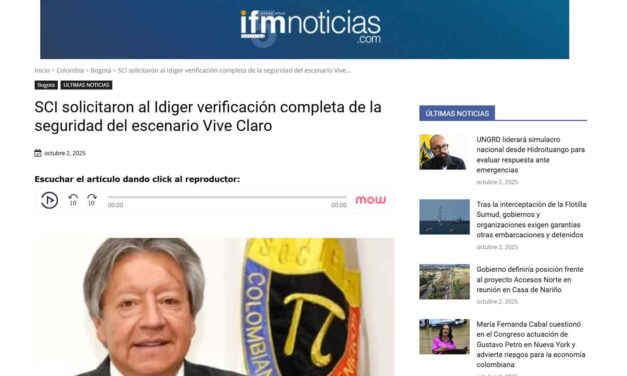 SCI solicitaron al Idiger verificación completa de la seguridad del escenario Vive Claro