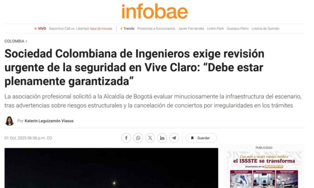 Sociedad Colombiana de Ingenieros exige revisión urgente de la seguridad en Vive Claro: “Debe estar plenamente garantizada”