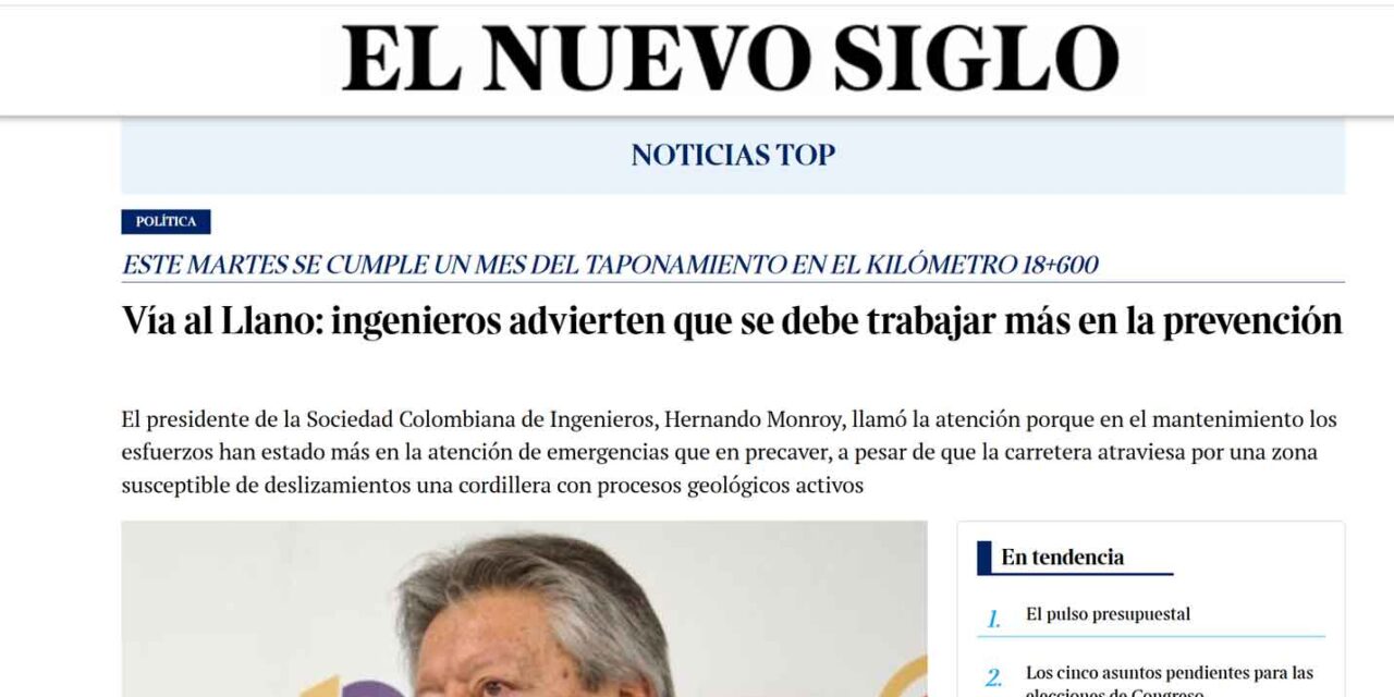 Vía al Llano: ingenieros advierten que se debe trabajar más en la prevención