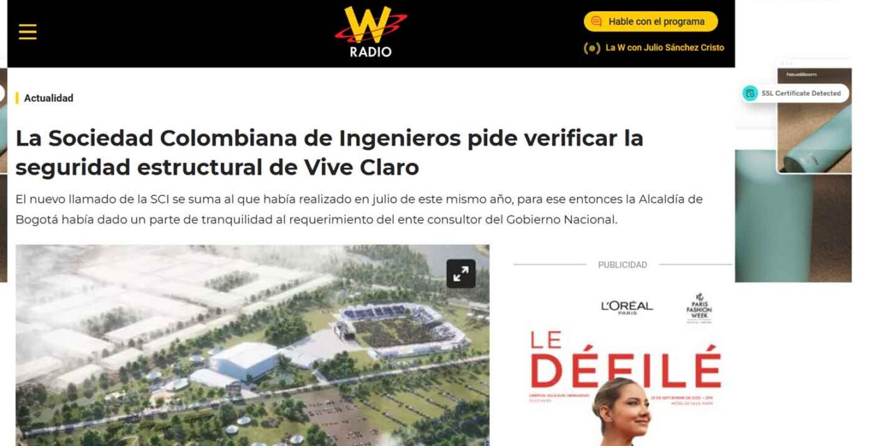 La Sociedad Colombiana de Ingenieros pide verificar la seguridad estructural de Vive Claro