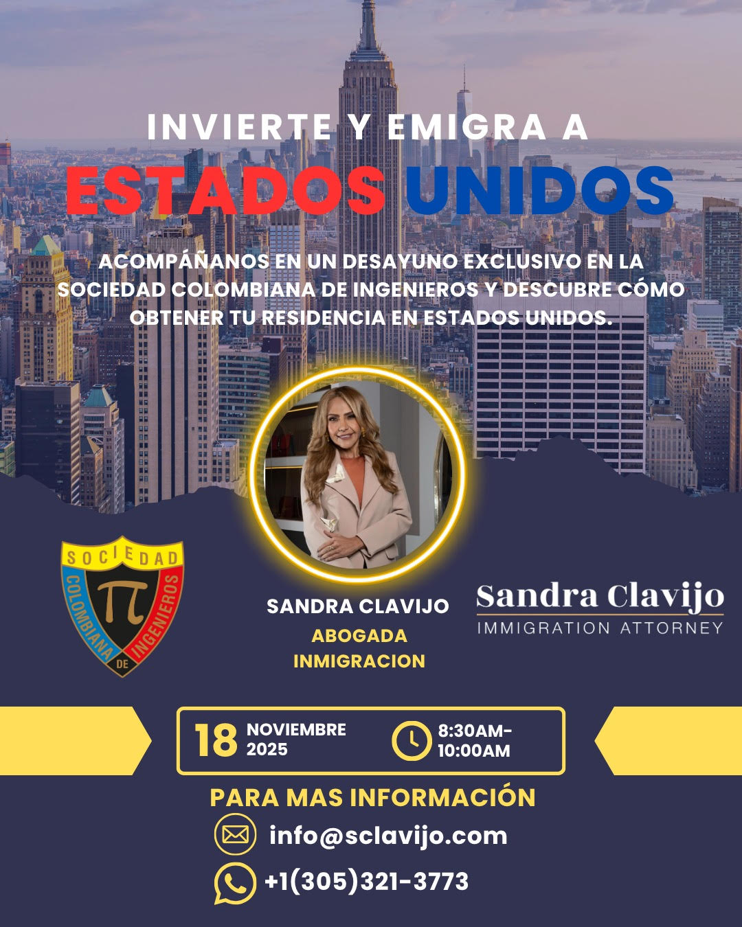 Afiche Invierte y Emigra a Estados Unidos